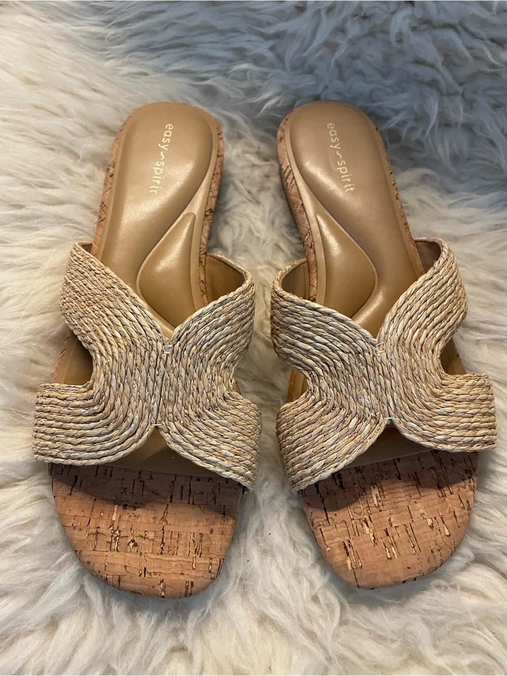 Easy Spirit Christy2 Natural Woven Slide Sandals Size 8M
